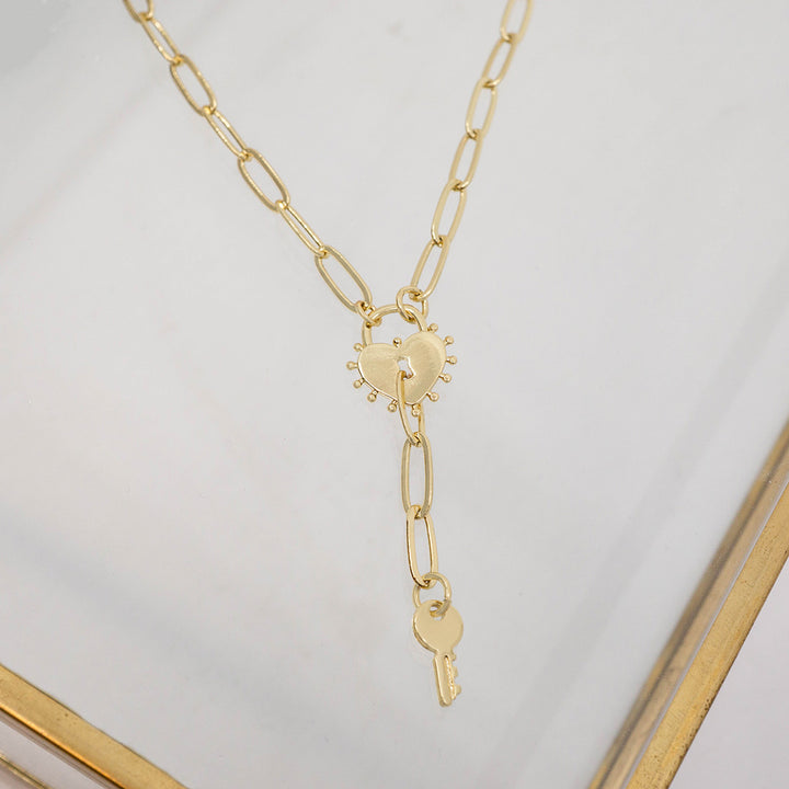 Lock and Key Lariat Necklace