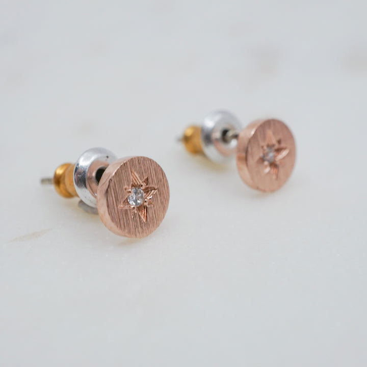 14K Rose Gold-Filled CZ Burst Studs