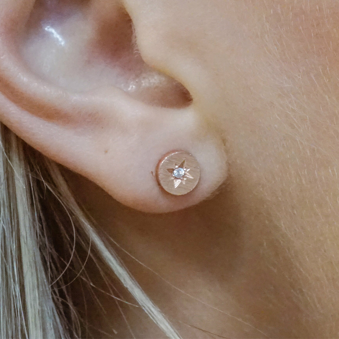 14K Rose Gold-Filled CZ Burst Studs