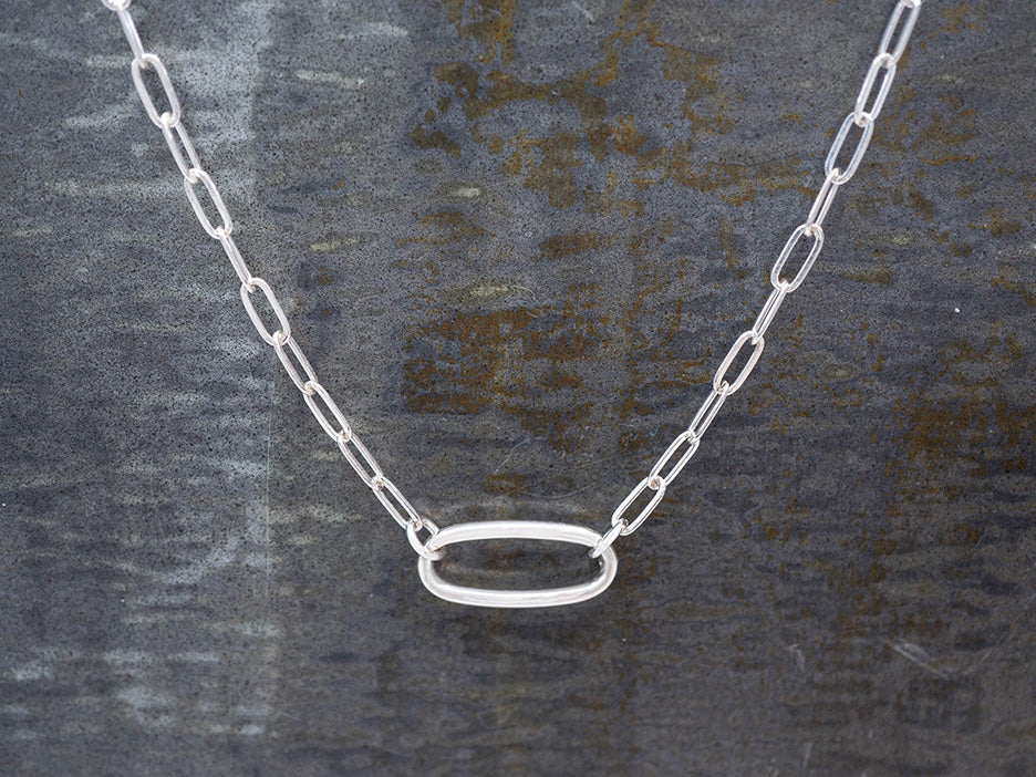 paperclip necklace with center oval link