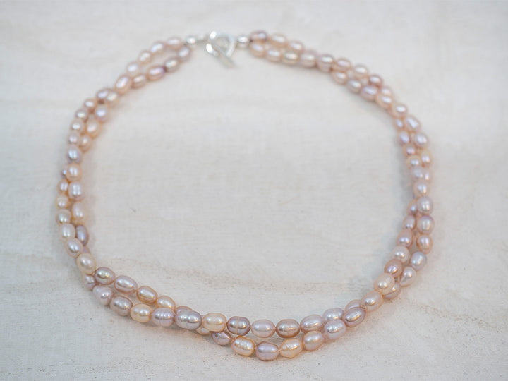 Double Strand Rose Pearl Necklace