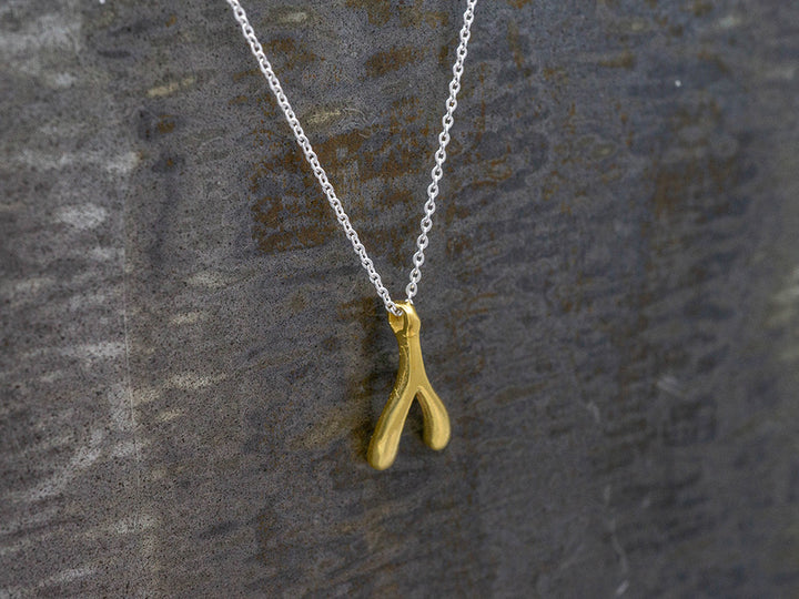 Gold Wishbone Necklace