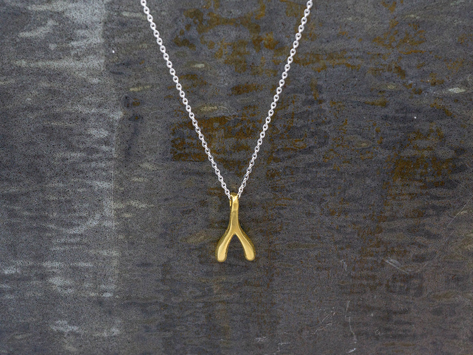 Gold Wishbone Necklace