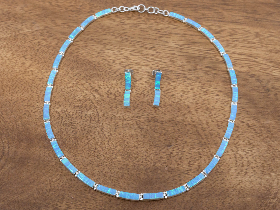 Light Blue Opal Links Necklace