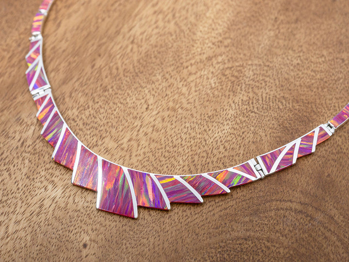 Pink Opal Fan Necklace