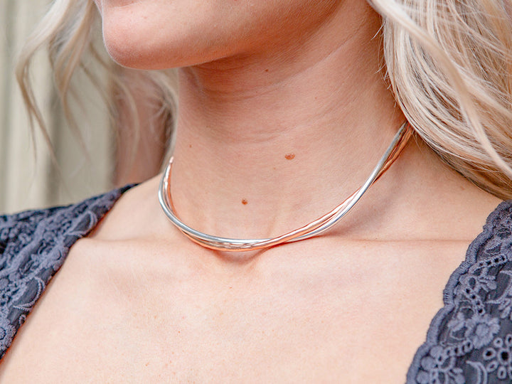 Silver and Copper Twist Choker