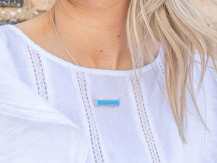 Light Blue Opal Bar Necklace