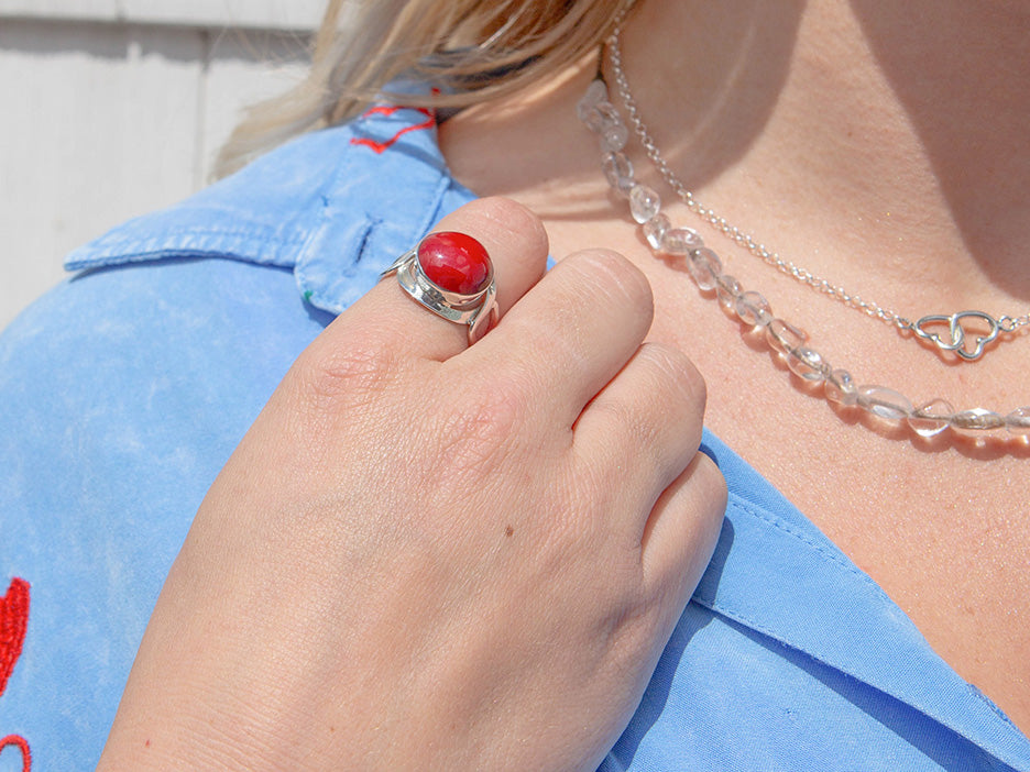 Round Frame Ring w/ Red Jasper Ring