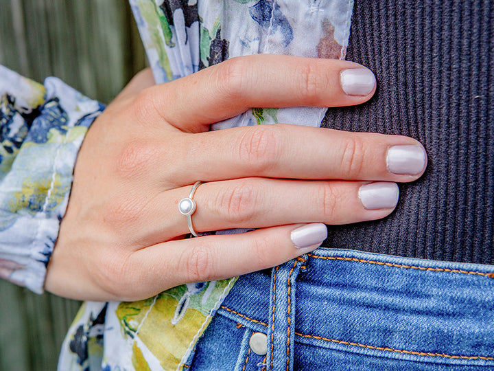 Petite White Pearl Ring