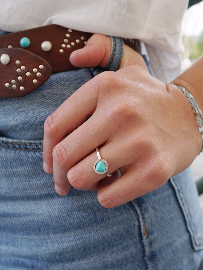 Round Turquoise Solitaire Ring