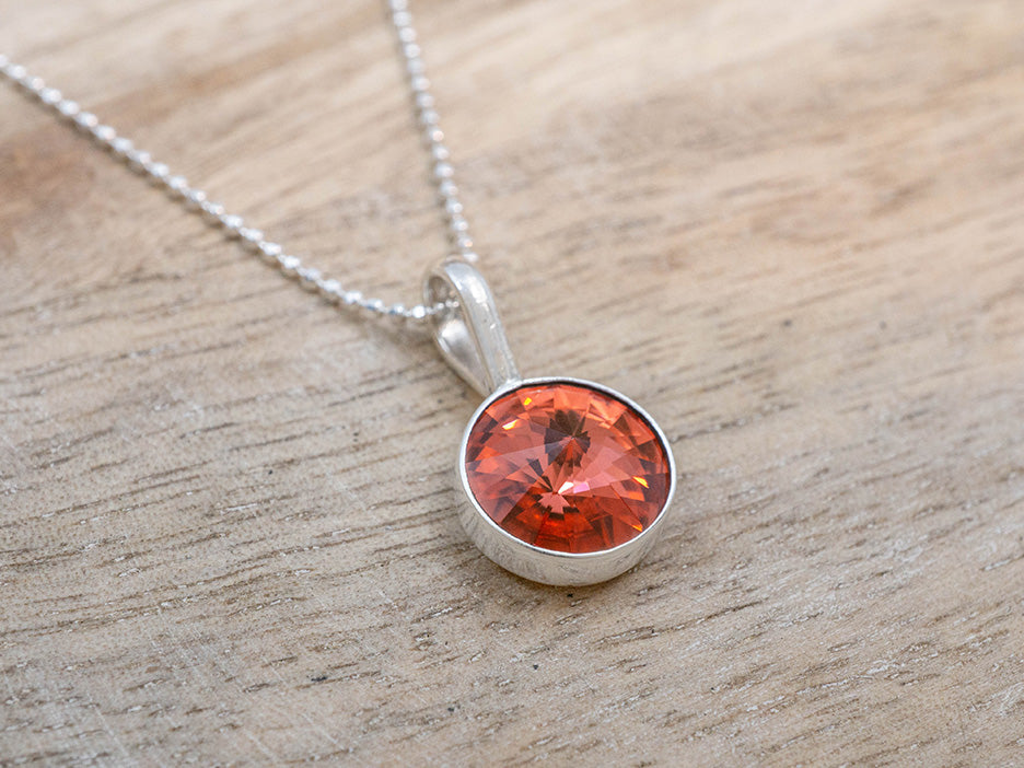 Round Crystal Pendant, Red
