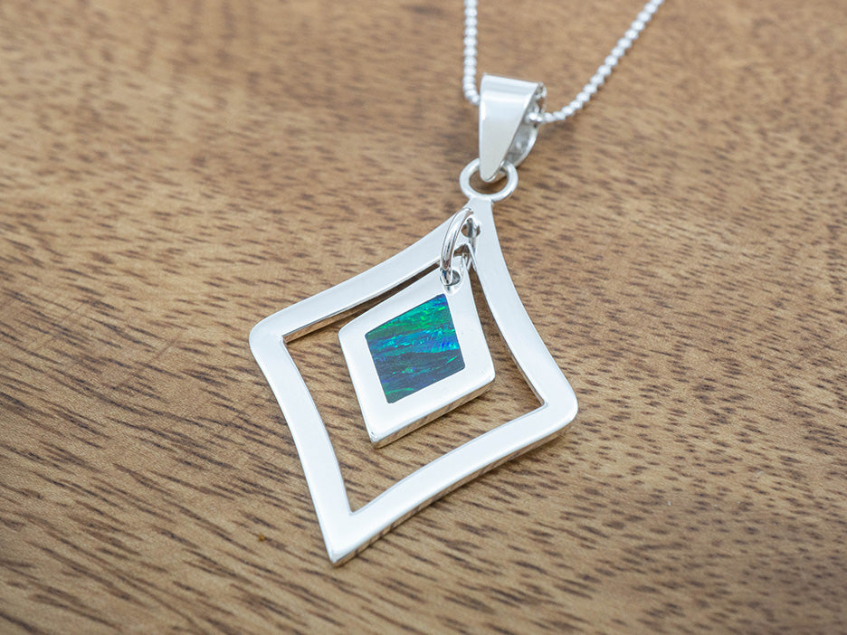 Opal Inlay Pendant, Emerald Green Opal