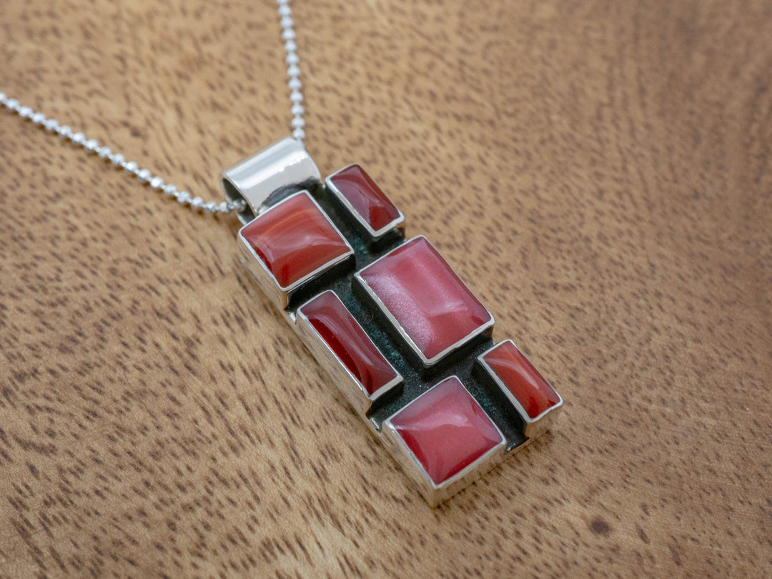 Medium Rectangle Mosaic Pendant, Sangria