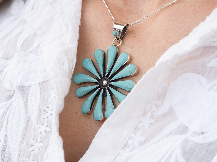 Turquoise Daisy Pendant