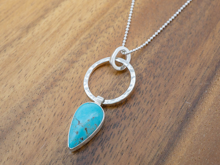 Turquoise Teardrop on Hammered Ring