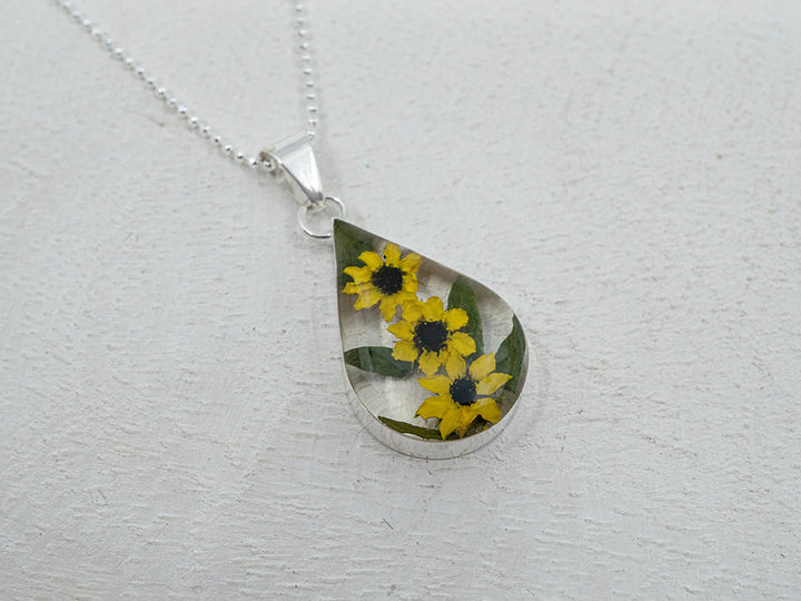 Primavera Sunflower Necklace, Medium Teardrop