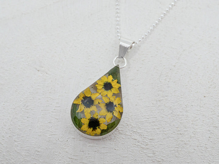 Primavera Sunflower Necklace, Medium Teardrop