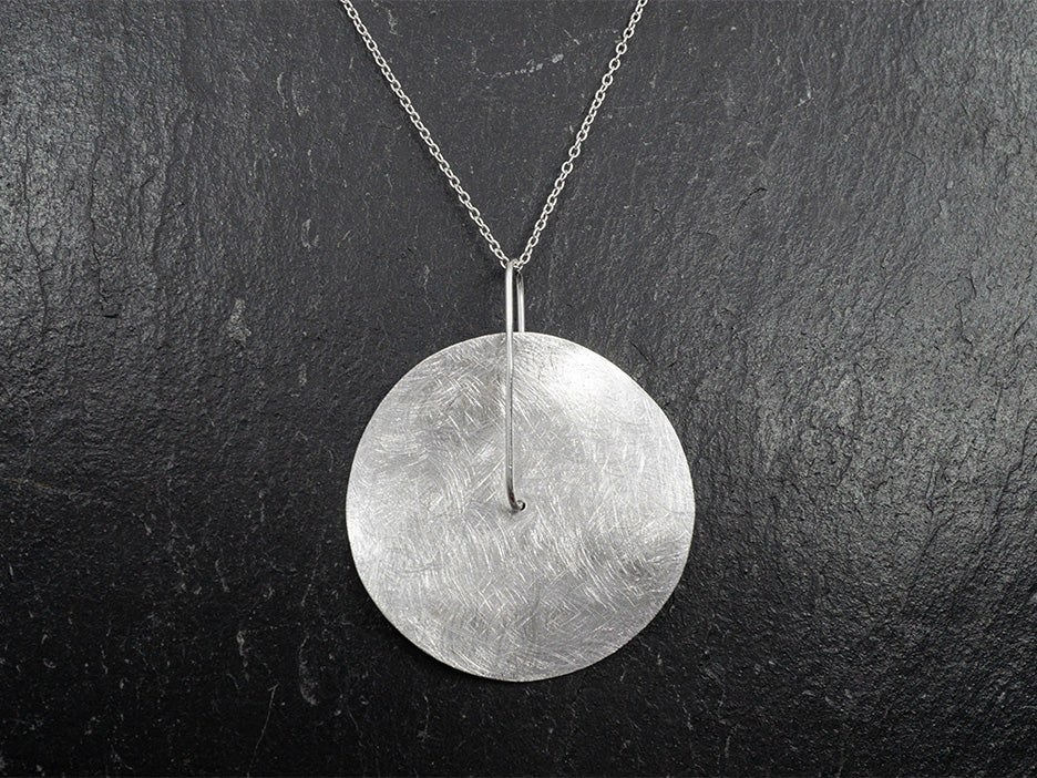 Silver Mini Hammered Disc Necklace
