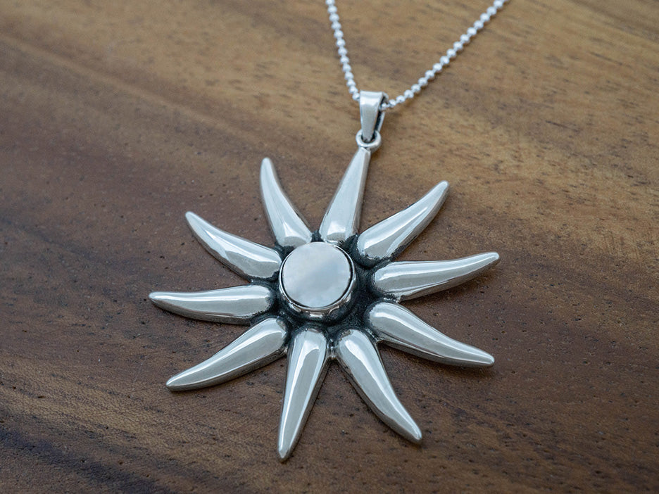 Petite Silver Sunburst Pendant