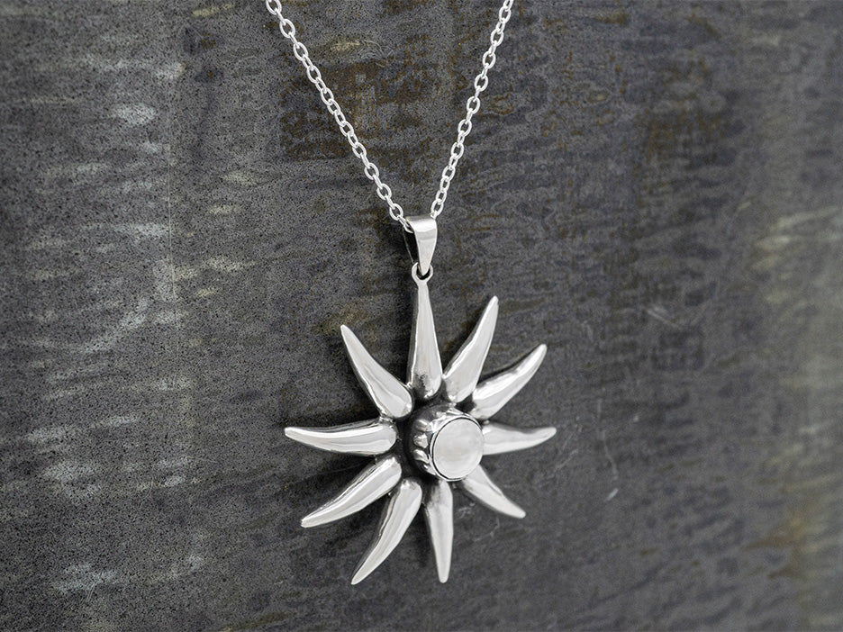 Petite Silver Sunburst Pendant