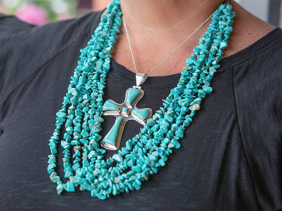 Large Flared Cross w/ Turquoise