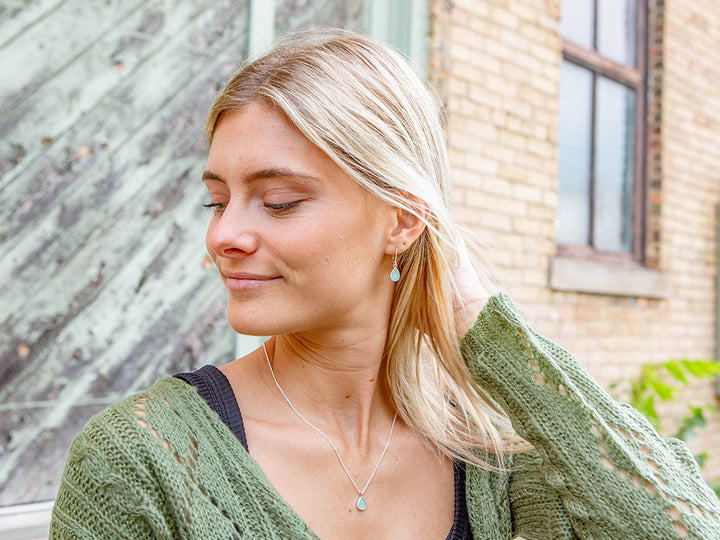 Chalcedony Teardrop Earring on Lever Back