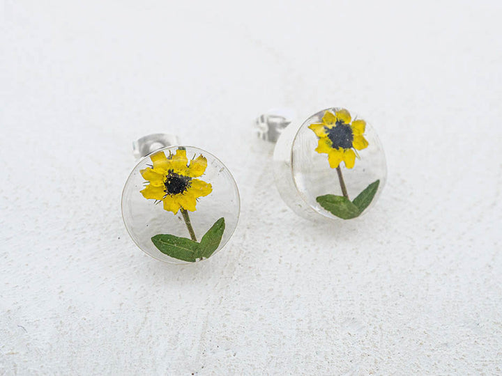 Primavera Sunflower Earring, Small Round on Post