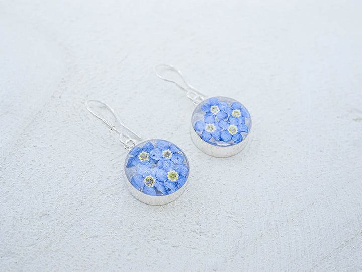 Primavera Forget Me Not Earring, Small Round on Hook