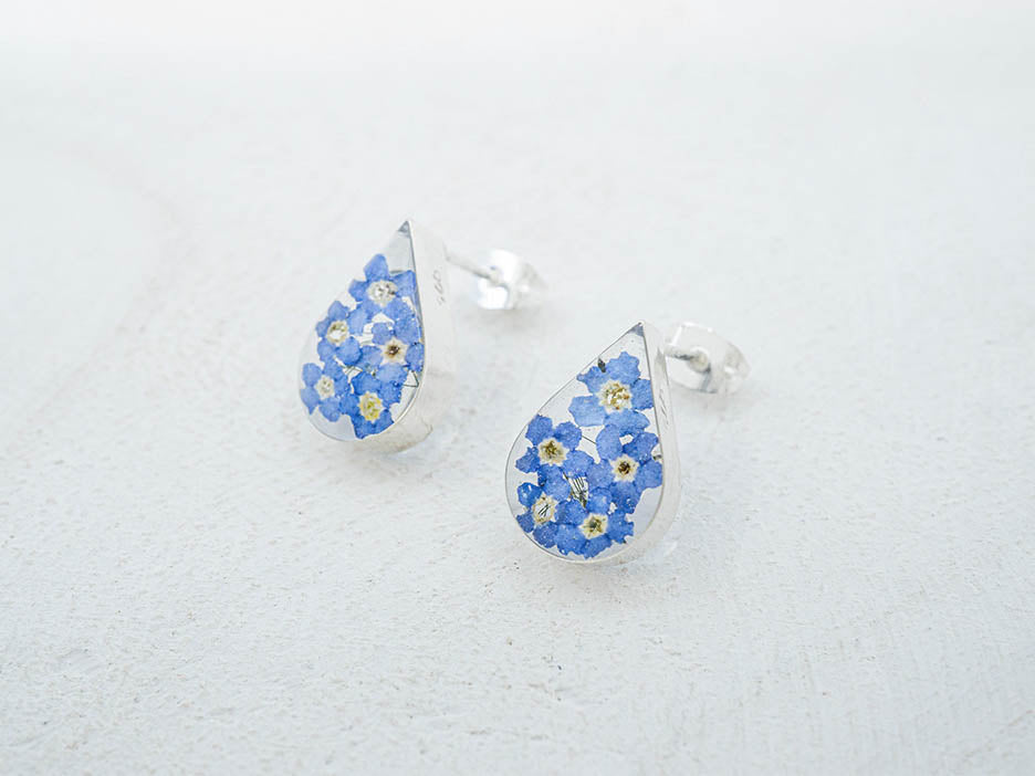 Primavera Forget Me Not Earring, Small Teardrop on Post