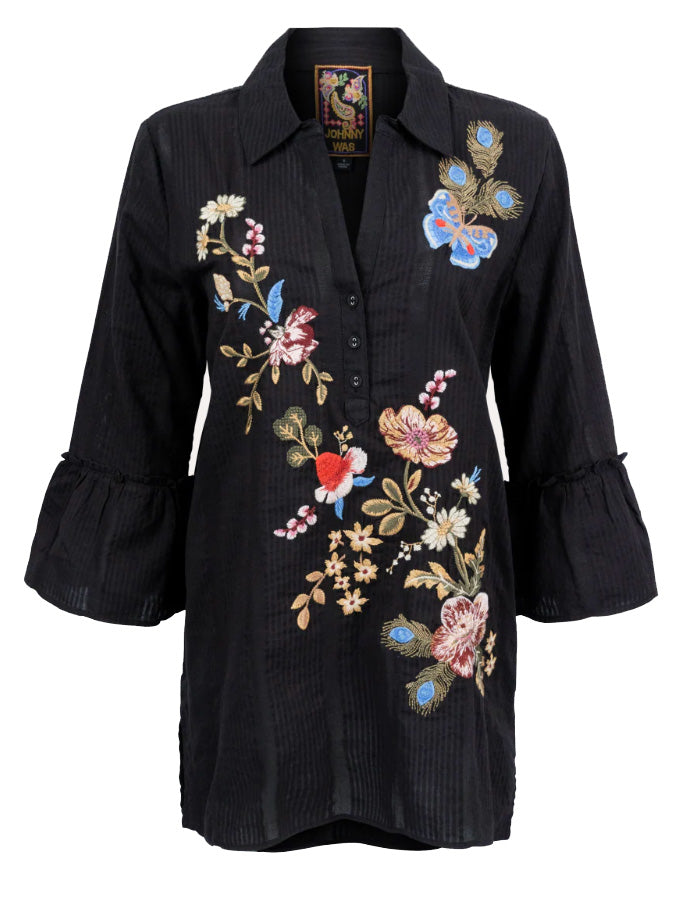 Johnny Was Ruffle Sleeve Henley Tunic, Florrie