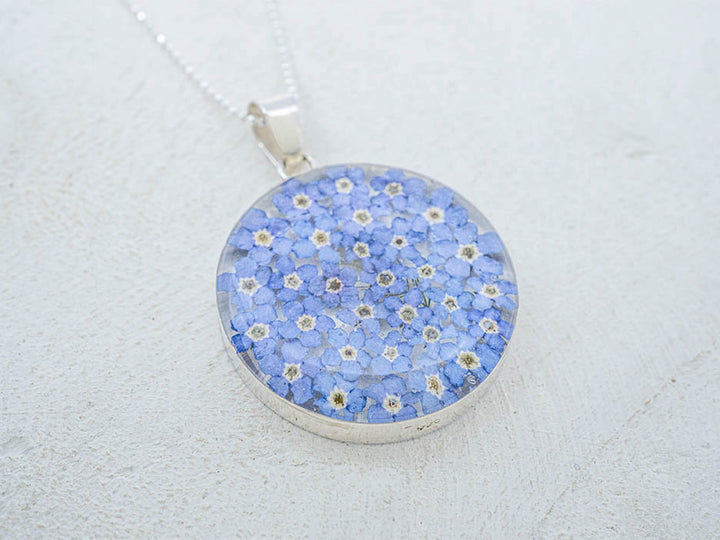 Primavera Forget Me Not Necklace, Large Round