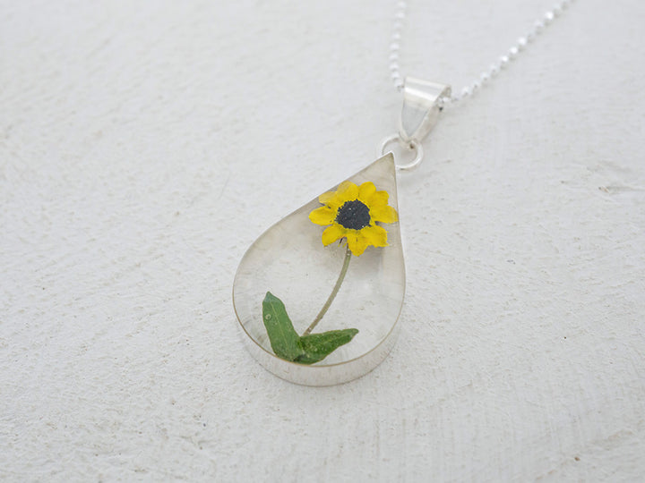 Primavera Sunflower Necklace, Medium Teardrop