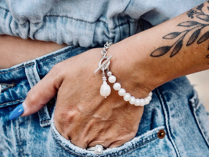 Half & Half Pearl and Silver Bracelet