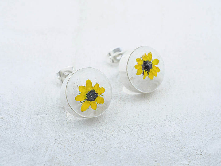 Primavera Sunflower Earring, Small Round on Post