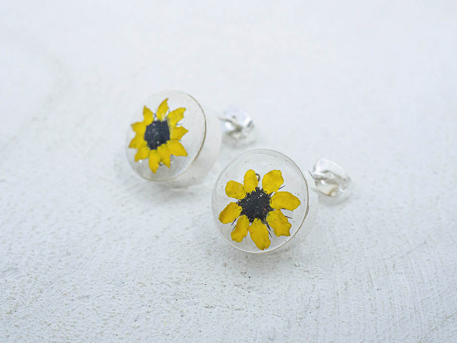 Primavera Sunflower Earring, Small Round on Post