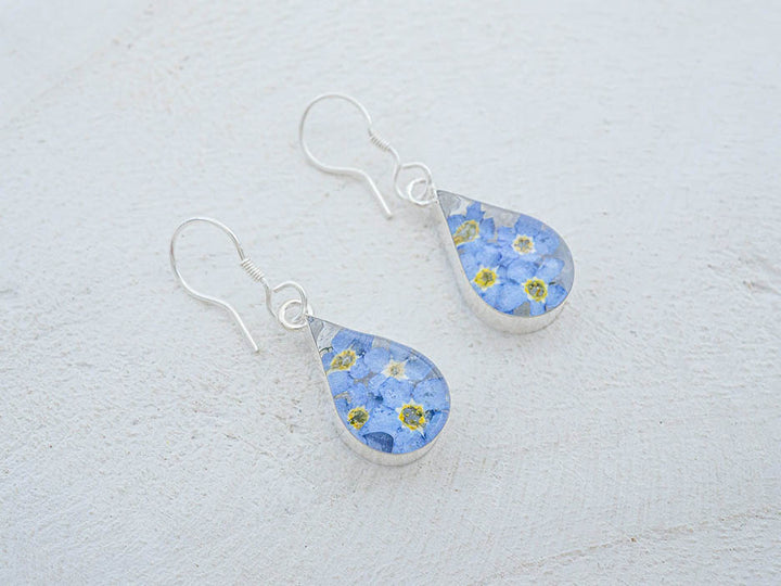 Primavera Forget Me Not Earring, Small Teardrop on Hook