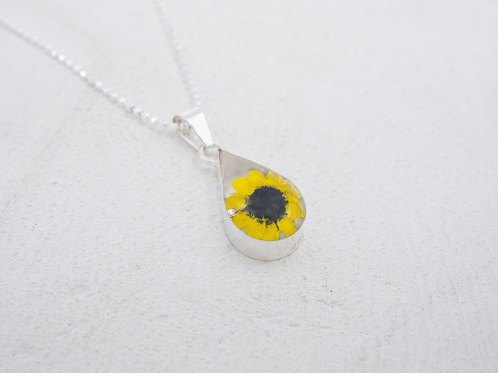 Primavera Sunflower Necklace, Small Teardrop