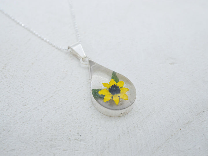 Primavera Sunflower Necklace, Medium Teardrop