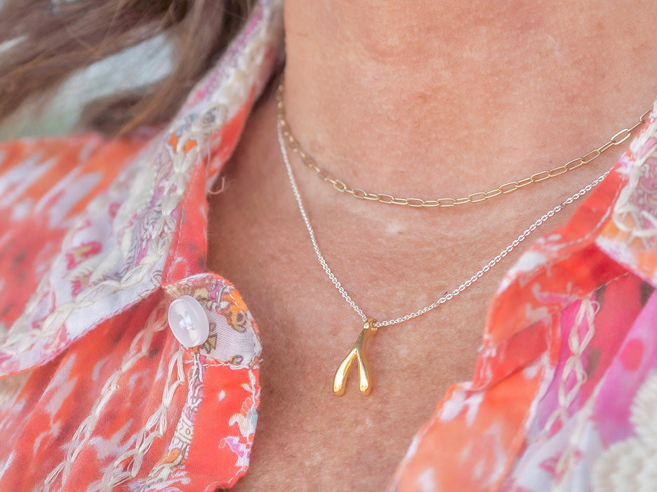 Gold Wishbone Necklace