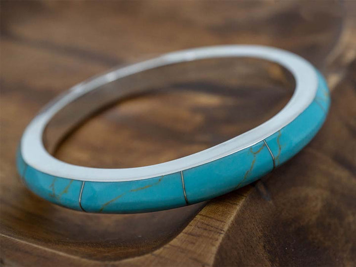 Wide Turquoise Inlay Bangle