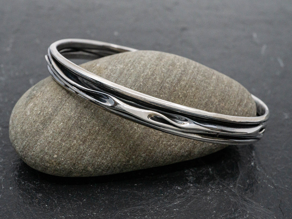 Sterling Silver Corrugated Bangle