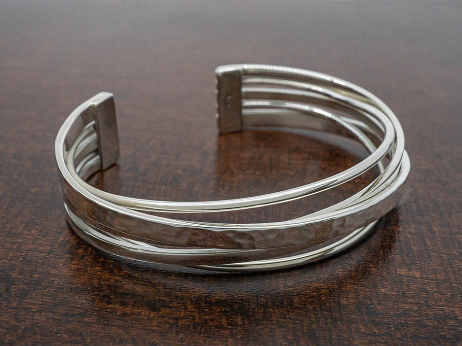 Overlapping Bands Cuff, Hammered