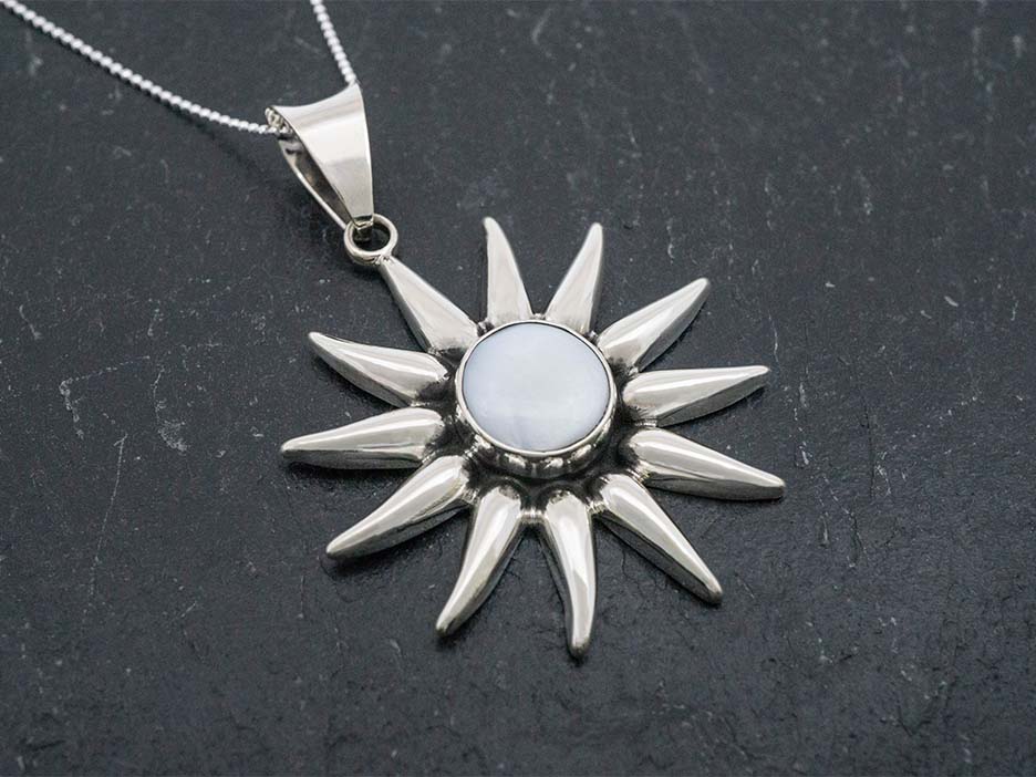 Mother of Pearl Sunburst Pendant – Corazon Sterling Silver from Taxco