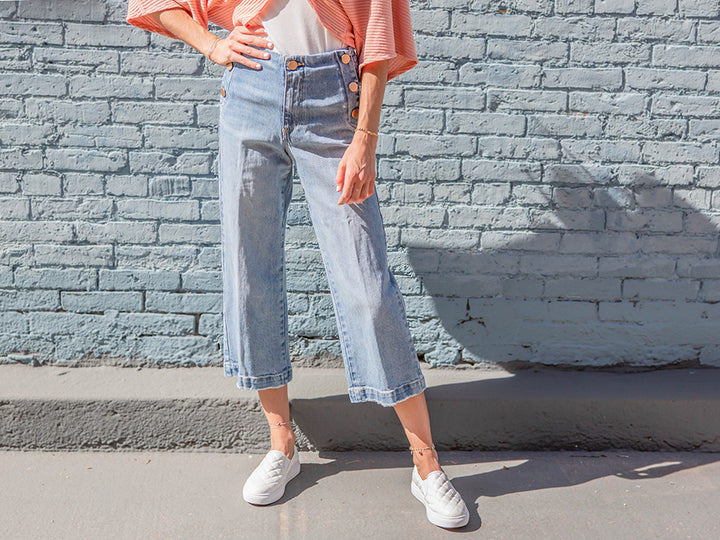 Wide Leg Cropped Sailor Jeans