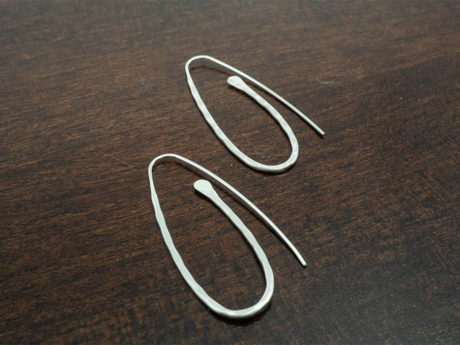 sterling silver threader-style paperclip earrings with a hammered finish