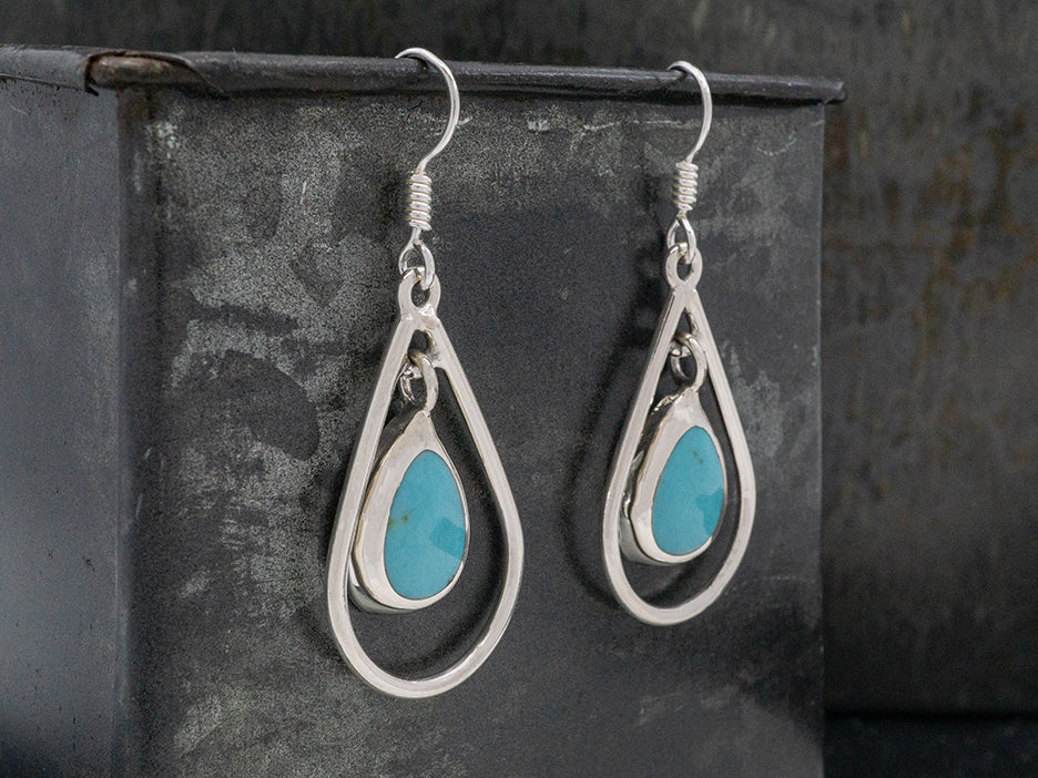 Framed Teardrop Earring with Turquoise