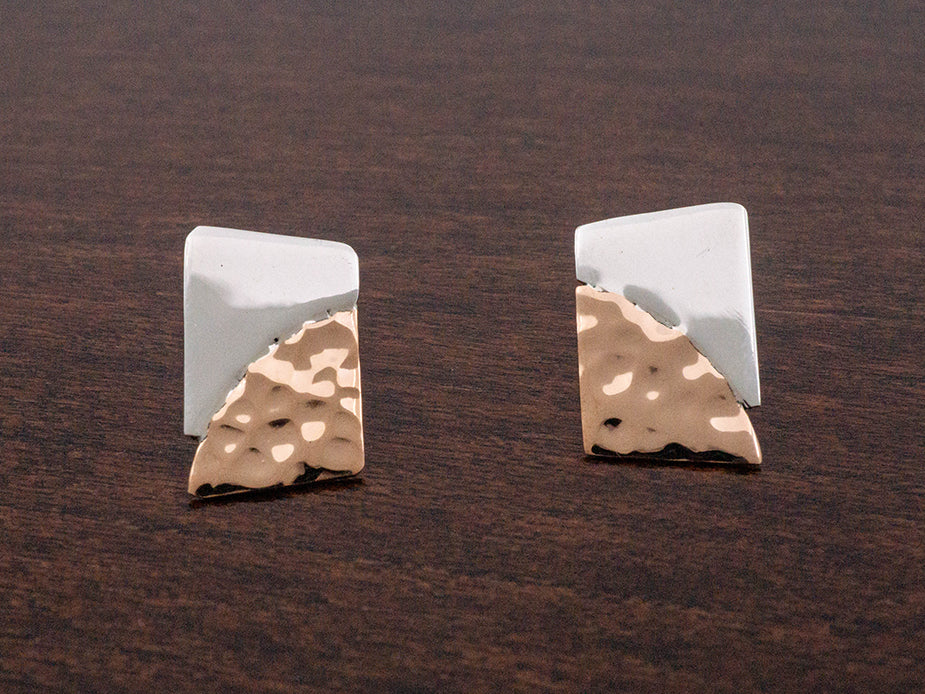 Copper and Silver Puzzle Earring