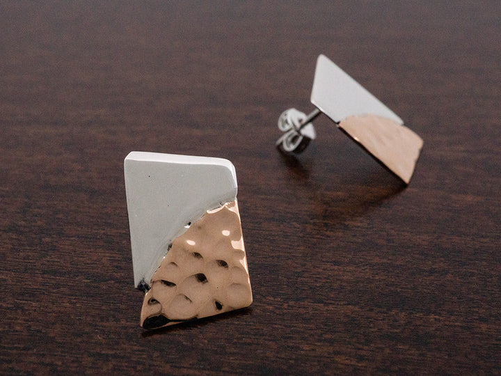 Copper and Silver Puzzle Earring