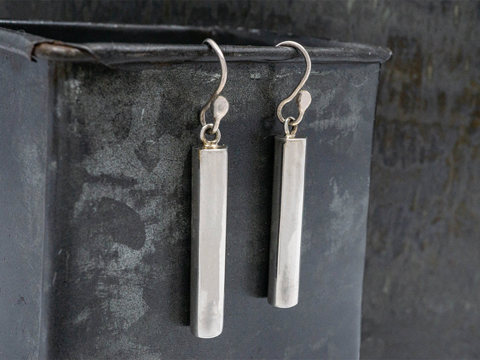 Sterling Silver Cylinder Earring