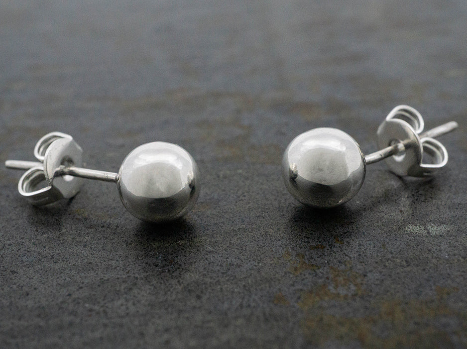 A simple sterling silver ball stud